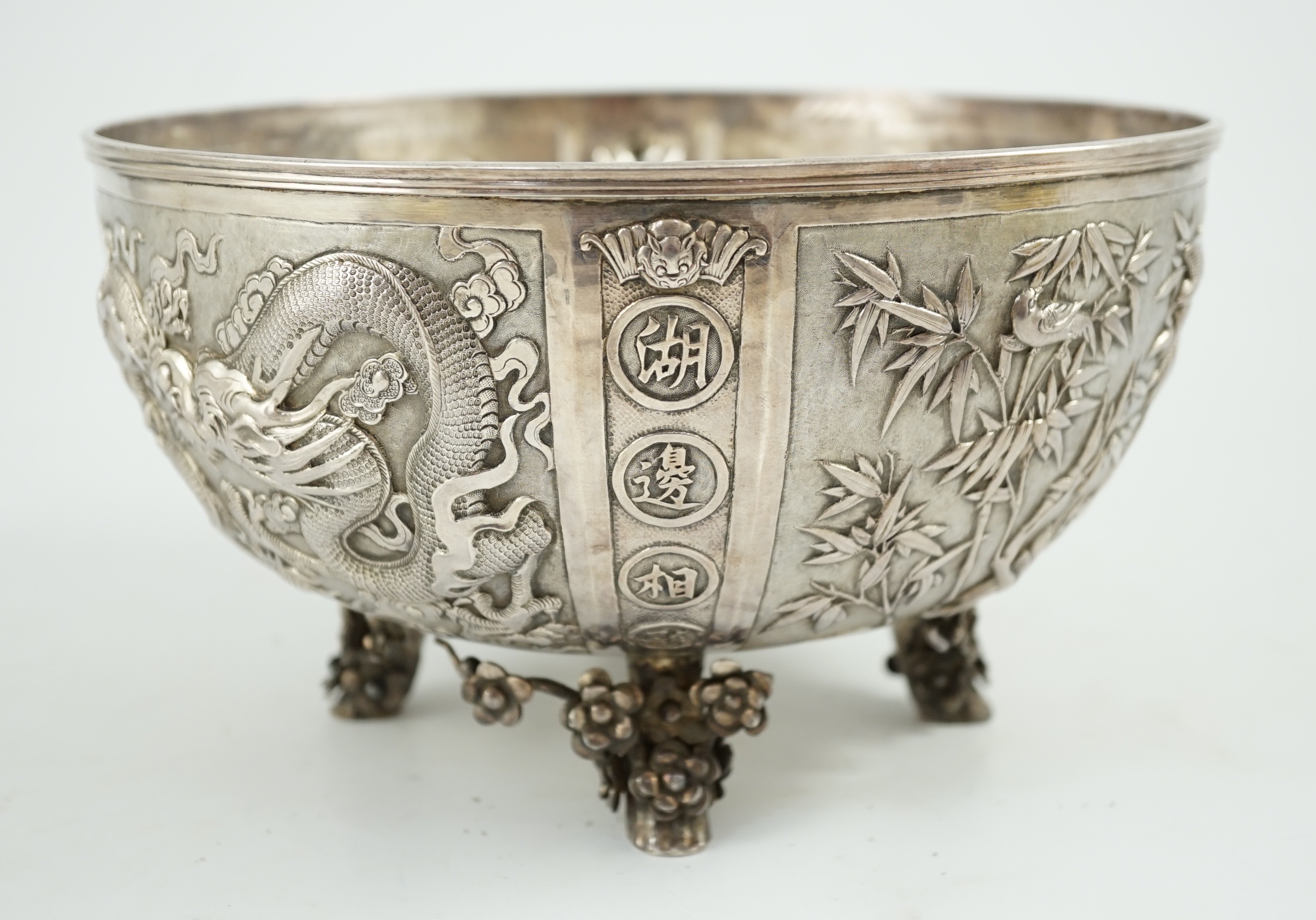 A late 19th/early 20th century Chinese Export silver rose bowl
